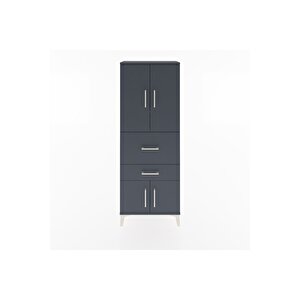 Arges Dolap 3 Raflı 2 Çekmeceli 4 Kapaklı 60x30x163 Antrasit-antrasit