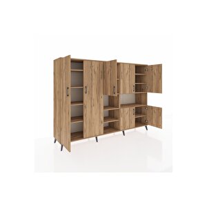 Hyperion Dolap 13 Raflı 7 Kapaklı 220x44x163 Çam-çam