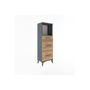 Arges Dolap Tek Raflı 3 Çekmeceli 44x30x134 Antrasit-çam