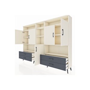 Arges Dolap 12 Raflı 4 Çekmeceli 5 Kapaklı 220x30x163 Aytaşı-aytaşı/antrasit