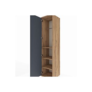 Hyperion Dolap 3 Raflı Tek Kapaklı Tek Askılı 44x44x195 Çam-antrasit