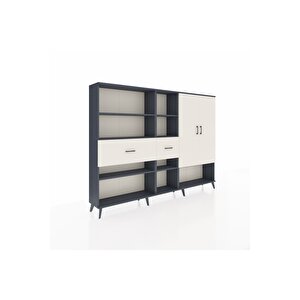 Arges Dolap 10 Raflı 2 Çekmeceli 2 Kapaklı 220x30x163 Antrasit-aytaşı