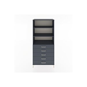 Hyperion Dolap 3 Raflı 5 Çekmeceli 88x44x195 Antrasit-antrasit