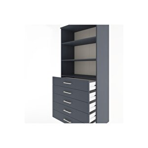 Hyperion Dolap 3 Raflı 5 Çekmeceli 88x44x195 Antrasit-antrasit