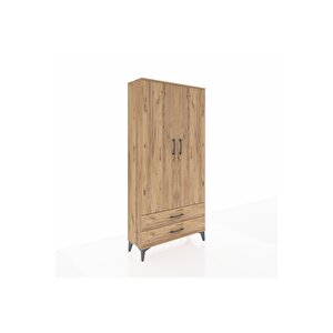 Arges Dolap Tek Raflı 2 Çekmeceli Tek Askılı 88x30x182 Çam-çam
