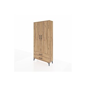Arges Dolap Tek Raflı 2 Çekmeceli Tek Askılı 88x30x182 Çam-çam