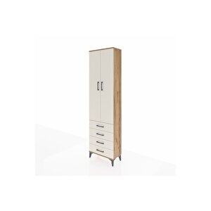 Arges Dolap 2 Raflı 4 Çekmeceli Tek Askılı 60x30x221 Çam-aytaşı
