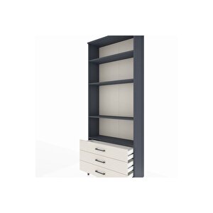 Arges Dolap 4 Raflı 3 Çekmeceli 88x30x221 Antrasit-aytaşı