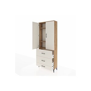 Arges Dolap 3 Raflı 3 Çekmeceli 2 Kapaklı 88x30x221 Çam-aytaşı