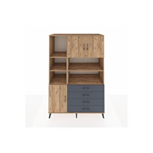 Kronos Dolap 8 Raflı 4 Çekmeceli 3 Kapaklı 132x59x195 Çam-çam/antrasit