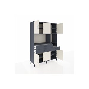 Hyperion Dolap 9 Raflı 3 Çekmeceli 6 Kapaklı 132x44x195 Antrasit-aytaşı/antrasit