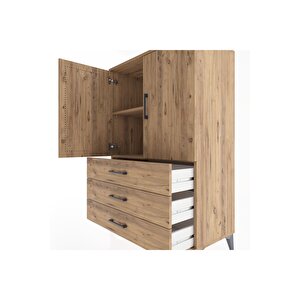 Hyperion Dolap 2 Raflı 3 Çekmeceli 2 Kapaklı 88x44x134 Çam-çam