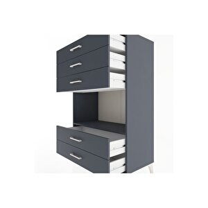 Hyperion Dolap Tek Raflı 5 Çekmeceli 88x44x134 Antrasit-antrasit
