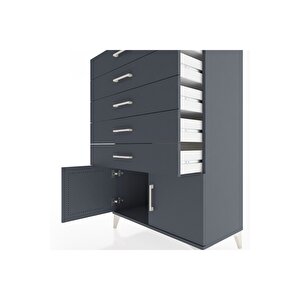 Hyperion Dolap 5 Çekmeceli 2 Kapaklı 88x44x134 Antrasit-antrasit