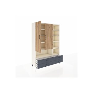 Hyperion Dolap 10 Raflı 4 Çekmeceli 2 Kapaklı 132x44x195 Aytaşı-çam/antrasit