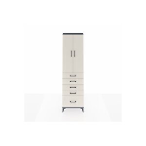 Arges Dolap 2 Raflı 5 Çekmeceli Tek Askılı 60x30x221 Antrasit-aytaşı