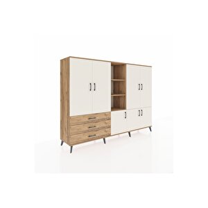 Hyperion Dolap 11 Raflı 3 Çekmeceli 7 Kapaklı 220x44x163 Çam-aytaşı/çam