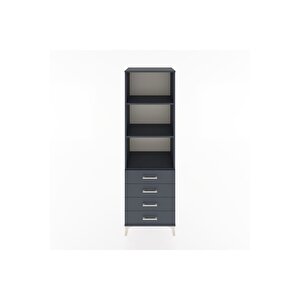 Hyperion Dolap 3 Raflı 4 Çekmeceli 60x44x195 Antrasit-antrasit