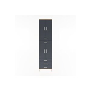 Hyperion Dolap 4 Raflı 5 Çekmeceli 4 Kapaklı 60x44x243 Çam-antrasit