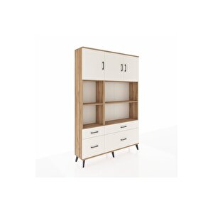 Arges Gardrop 8 Raflı 4 Çekmeceli 3 Kapaklı 132x30x195 Çam-aytaşı