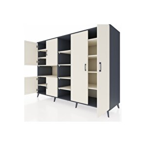 Kronos Dolap 13 Raflı 6 Kapaklı 220x59x163 Antrasit-aytaşı