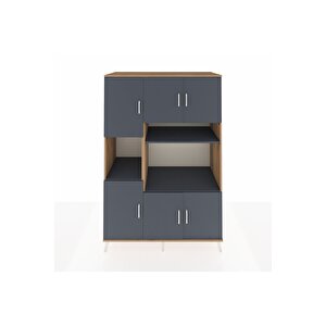 Kronos Dolap 9 Raflı 6 Kapaklı 132x59x195 Çam-antrasit/antrasit