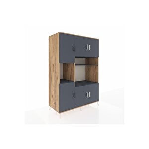 Kronos Dolap 9 Raflı 6 Kapaklı 132x59x195 Çam-antrasit/antrasit