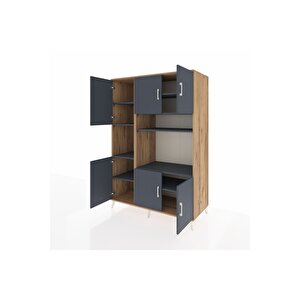 Kronos Dolap 9 Raflı 6 Kapaklı 132x59x195 Çam-antrasit/antrasit