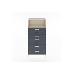 Hyperion Dolap Tek Raflı 7 Çekmeceli 88x44x182 Aytaşı-antrasit