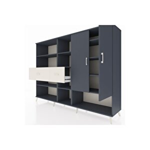 Hyperion Dolap 10 Raflı 2 Çekmeceli 2 Kapaklı 220x44x163 Antrasit-antrasit/aytaşı