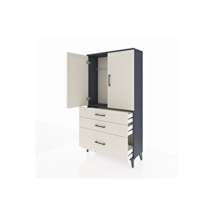 Arges Dolap Tek Raflı 3 Çekmeceli Tek Askılı 88x30x163 Antrasit-aytaşı