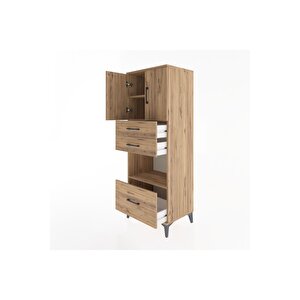 Hyperion Dolap 3 Raflı 3 Çekmeceli 2 Kapaklı 60x44x163 Çam-çam