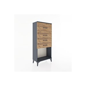 Hyperion Dolap 4 Çekmeceli 60x44x134 Antrasit-çam