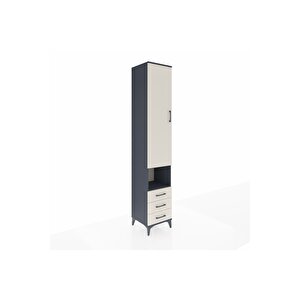 Hyperion Dolap 3 Raflı 3 Çekmeceli Tek Kapaklı 44x44x243 Antrasit-aytaşı