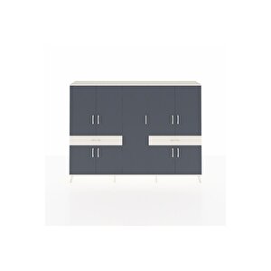 Arges Dolap 12 Raflı 2 Çekmeceli 8 Kapaklı 220x30x163 Aytaşı-antrasit/aytaşı