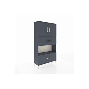 Arges Dolap 3 Raflı 2 Çekmeceli 2 Kapaklı 88x30x163 Antrasit-antrasit