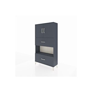 Arges Dolap 3 Raflı 2 Çekmeceli 2 Kapaklı 88x30x163 Antrasit-antrasit