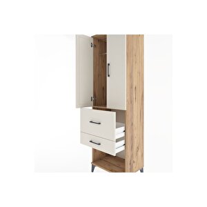 Hyperion Dolap Tek Raflı 2 Çekmeceli Tek Askılı 60x44x195 Çam-aytaşı