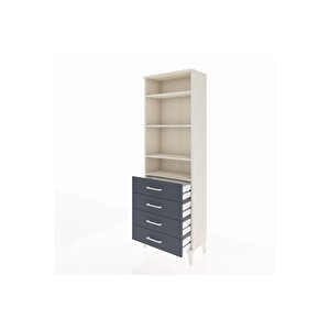 Arges Dolap 4 Raflı 4 Çekmeceli 60x30x182 Aytaşı-antrasit