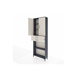 Arges Dolap 4 Raflı 2 Çekmeceli 2 Kapaklı 88x30x243 Antrasit-aytaşı