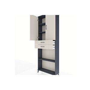 Arges Dolap 4 Raflı 2 Çekmeceli 2 Kapaklı 88x30x243 Antrasit-aytaşı