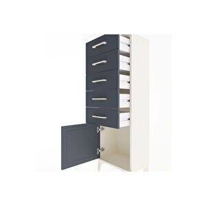 Arges Dolap 5 Çekmeceli Tek Kapaklı 44x30x134 Aytaşı-antrasit