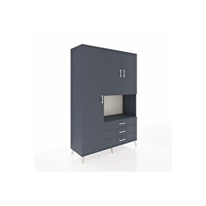 Hyperion Gardrop 6 Raflı 3 Çekmeceli 3 Kapaklı 132x44x195 Antrasit-antrasit