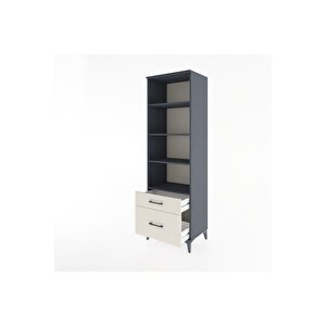 Hyperion Dolap 4 Raflı 2 Çekmeceli 60x44x195 Antrasit-aytaşı