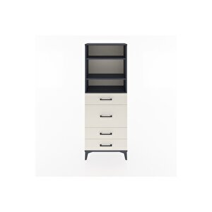 Arges Dolap 3 Raflı 4 Çekmeceli 60x30x163 Antrasit-aytaşı