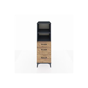 Kronos Dolap 2 Raflı 3 Çekmeceli 44x59x134 Antrasit-çam