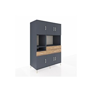 Kronos Dolap 9 Raflı 3 Çekmeceli 6 Kapaklı 132x59x195 Antrasit-antrasit/çam