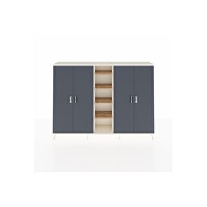 Arges Dolap 12 Raflı 4 Kapaklı 220x30x163 Aytaşı-antrasit/çam