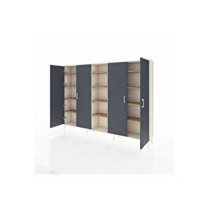 Arges Dolap 12 Raflı 4 Kapaklı 220x30x163 Aytaşı-antrasit/çam