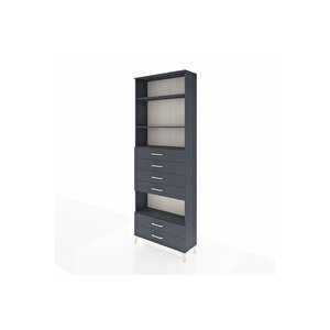Arges Dolap 4 Raflı 6 Çekmeceli 88x30x243 Antrasit-antrasit